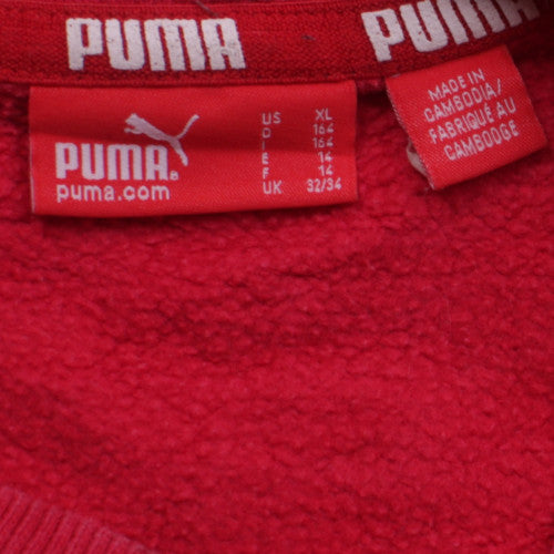 Puma Womens Red Crew Neck Sweatshirt XL Logo Print Casual