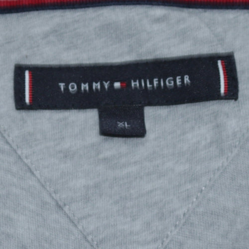 Tommy Hilfiger Men's Grey V-Neck Cotton T-Shirt XL