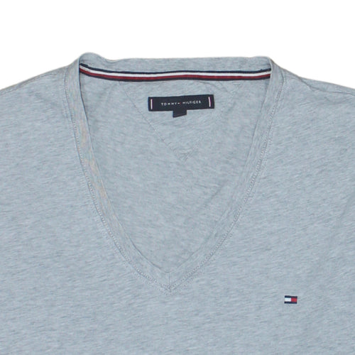 Tommy Hilfiger Men's Grey V-Neck Cotton T-Shirt XL
