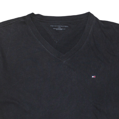Tommy Hilfiger Men's Black V-Neck Cotton T-Shirt Size L