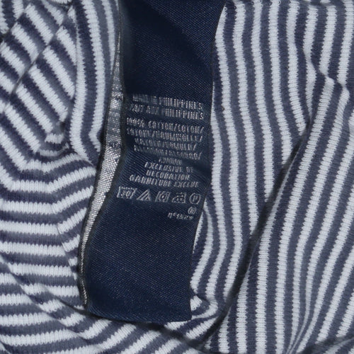 Ralph Lauren Sport Women's Blue Striped V-Neck Cotton T-Shirt XL