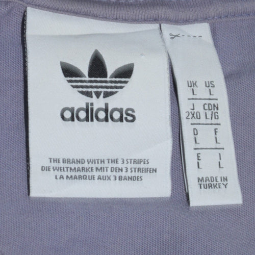 adidas Men's Purple Logo Crew Neck Cotton T-Shirt Size L
