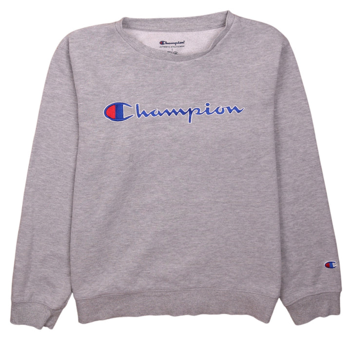 Champion Womens Grey Large Pullover Sweatshirt Crew Neck Logo