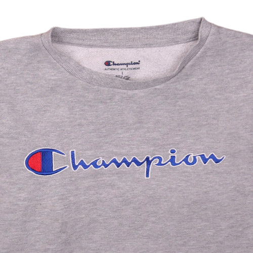 Champion Womens Grey Large Pullover Sweatshirt Crew Neck Logo