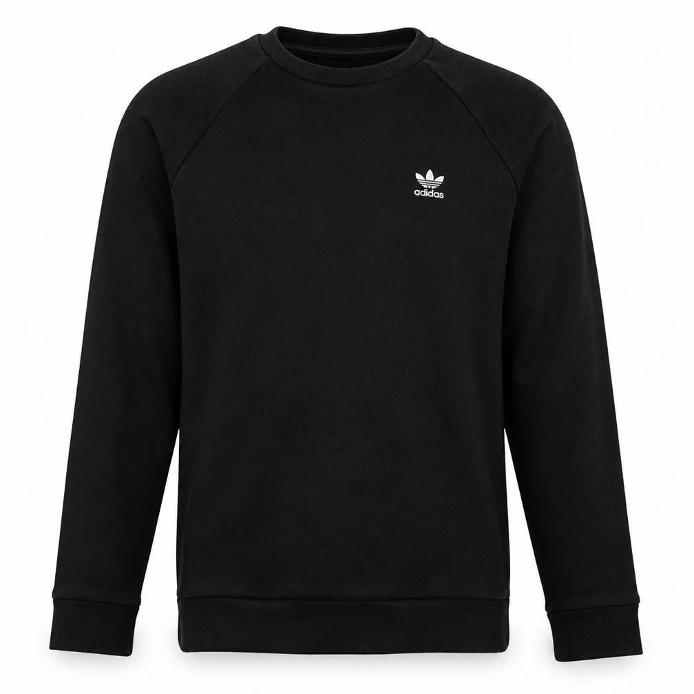 Front view of Adidas men’s black xs crew neck pullover sweatshirt cotton blend