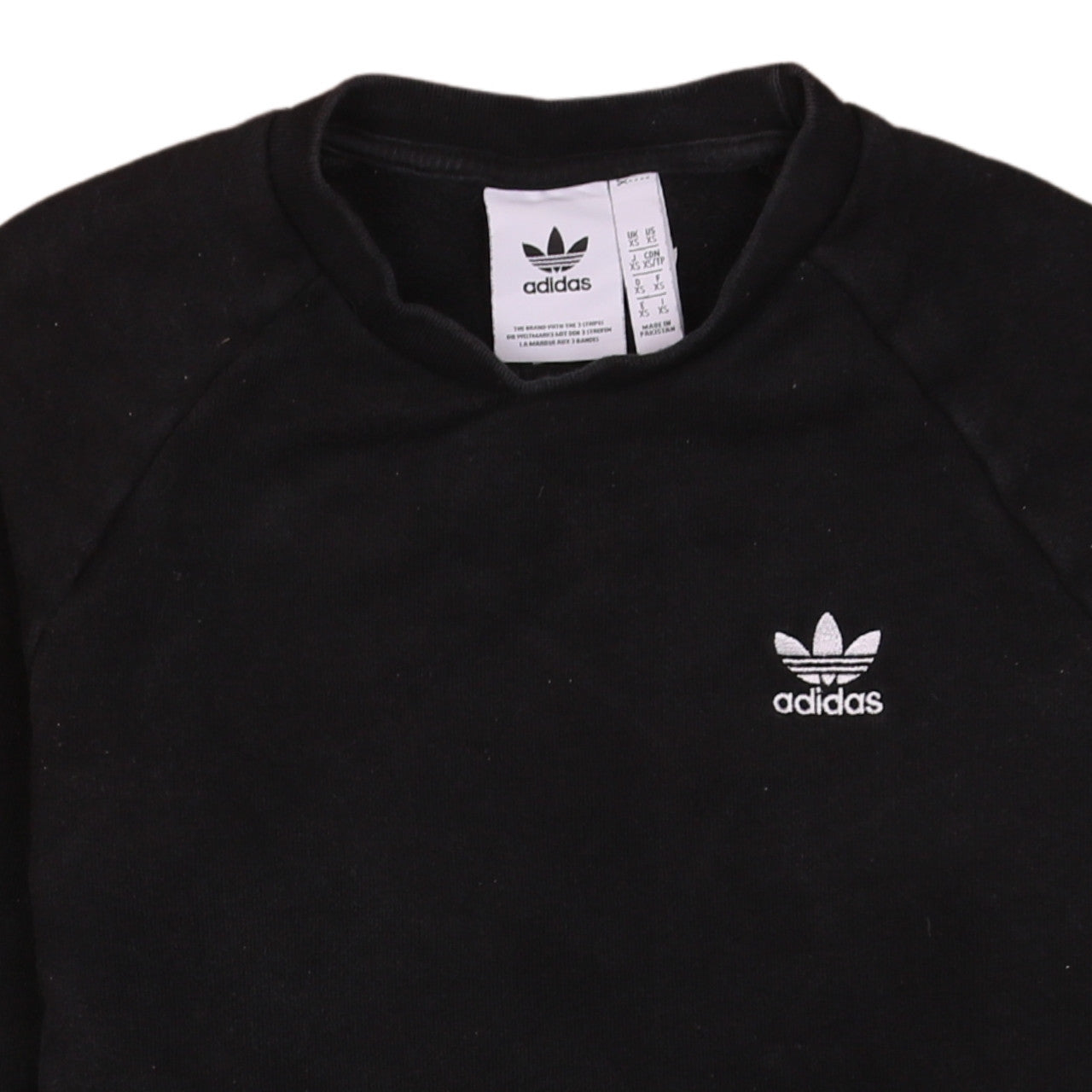 Adidas Mens Black XS Crew Neck Pullover Sweatshirt Cotton Blend
