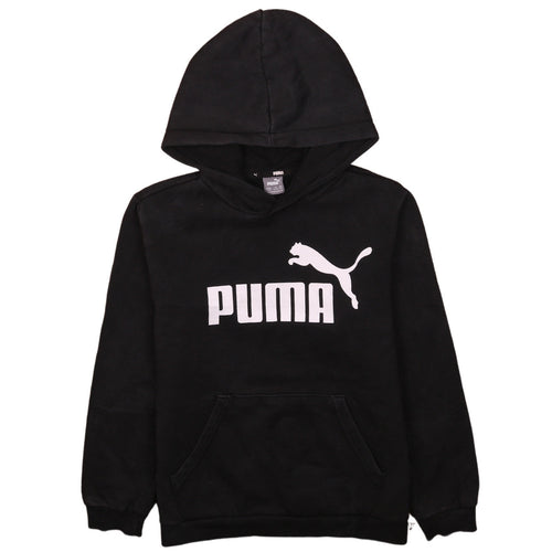Puma Boys Black Pullover Hoodie 13-14 Years Logo Graphic Cotton Blend
