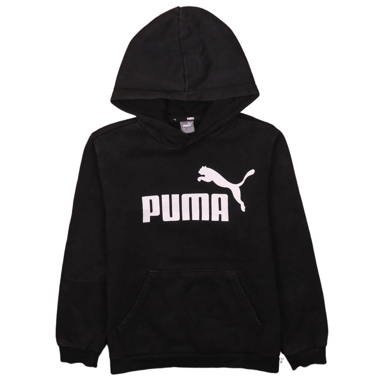 Puma Boys Black Pullover Hoodie 13-14 Years Logo Graphic Cotton Blend
