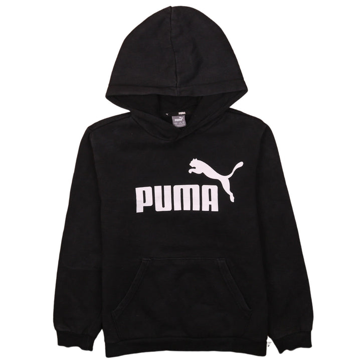 Puma Boys Black Pullover Hoodie 13-14 Years Logo Graphic Cotton Blend