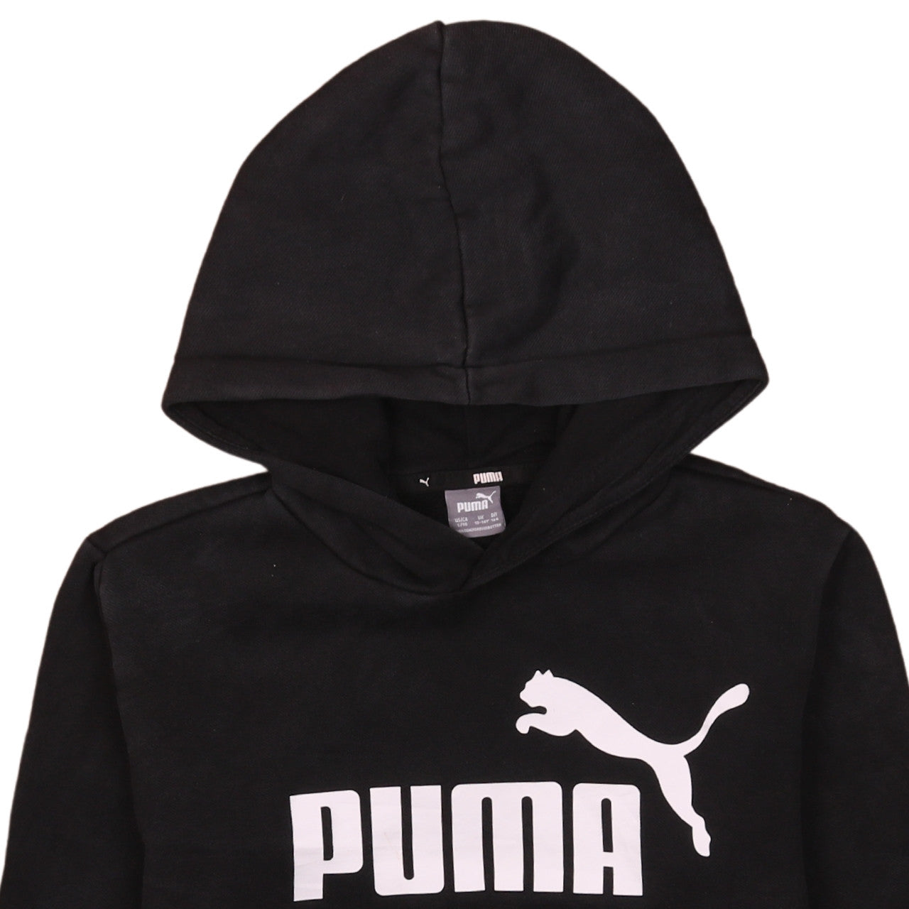 Puma Boys Black Pullover Hoodie 13-14 Years Logo Graphic Cotton Blend