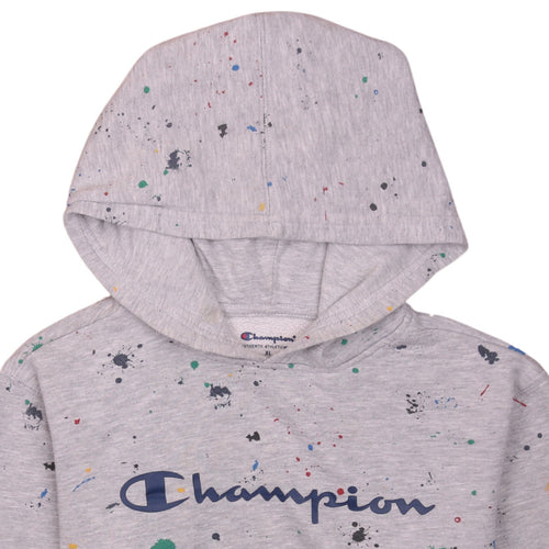 Champion Womens Grey XL Pullover Hoodie Paint Splatter Graphic