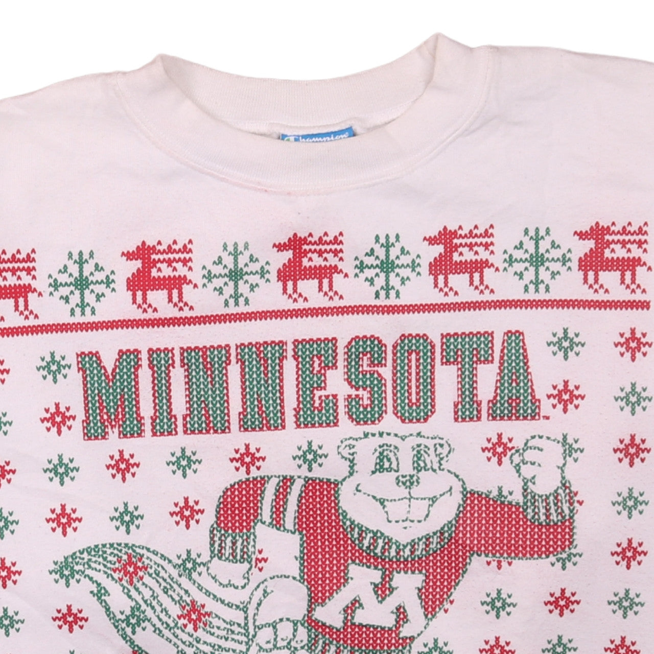 Champion Men’s White Minnesota Christmas Graphic Sweatshirt S