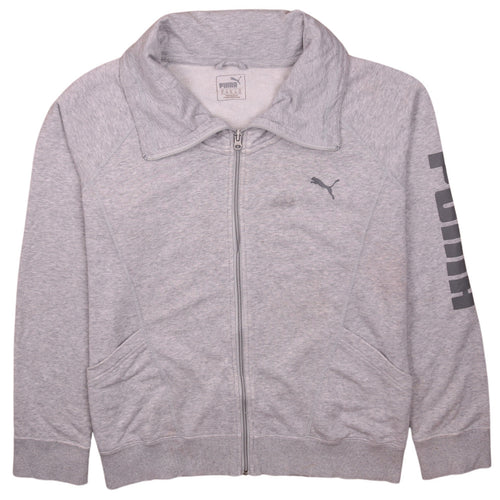 Puma Womens Grey Full Zip Sweatshirt Size XL Classic Fit Logo Print