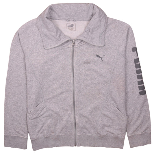 Puma Womens Grey Full Zip Sweatshirt Size XL Classic Fit Logo Print