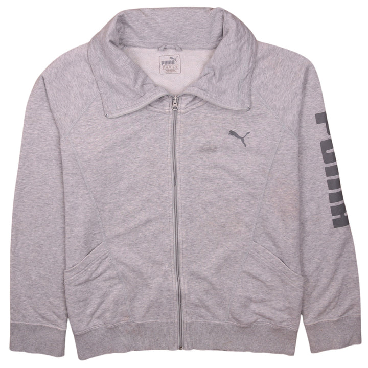 Puma Womens Grey Full Zip Sweatshirt Size XL Classic Fit Logo Print