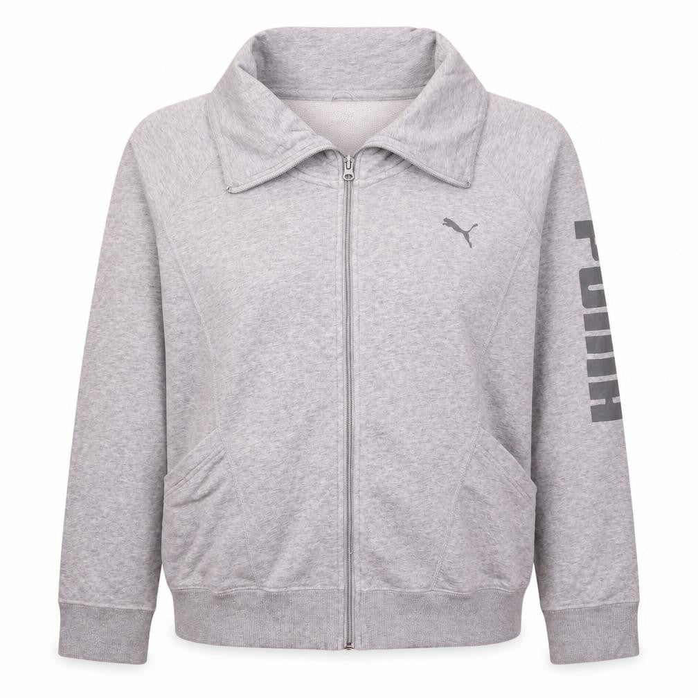 Puma Womens Grey Full Zip Sweatshirt Size XL Classic Fit Logo Print
