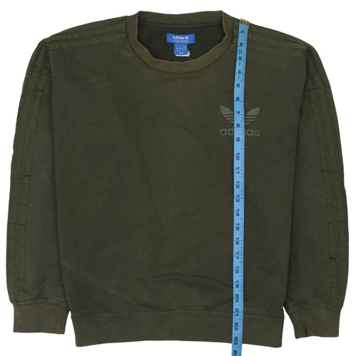 Adidas Mens Green Small Crew Neck Pullover Sweatshirt