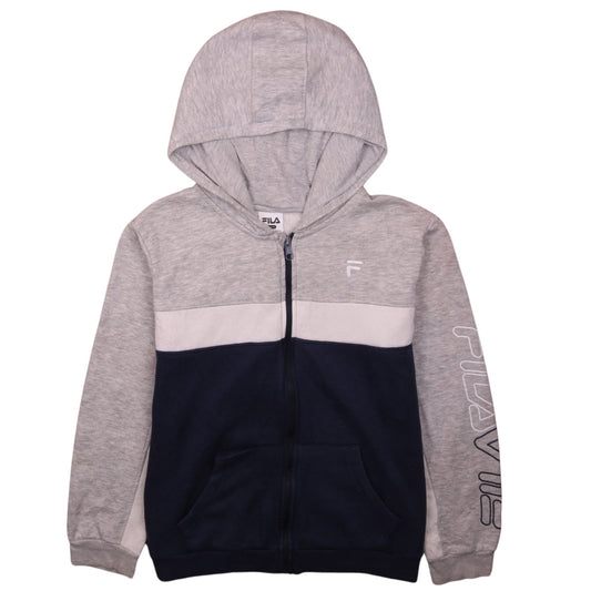 Fila Teens Grey Blue Colourblock Full Zip Hoodie L (14/16)
