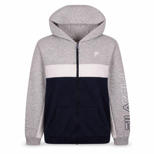 Fila Teens Grey Blue Colourblock Full Zip Hoodie L (14/16)