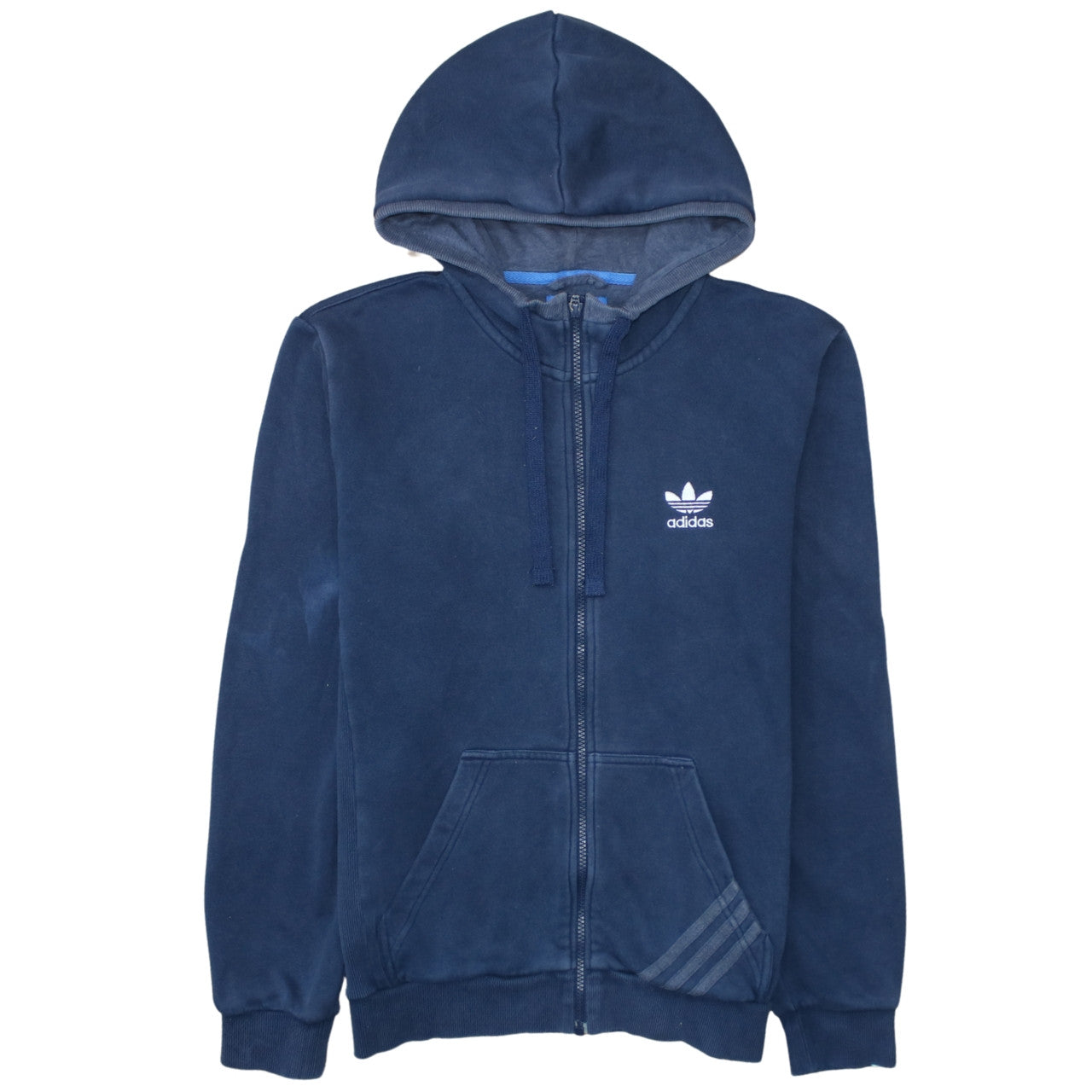 adidas Men's Blue Full Zip Hoodie Size S Fleece Casual Sportswear
