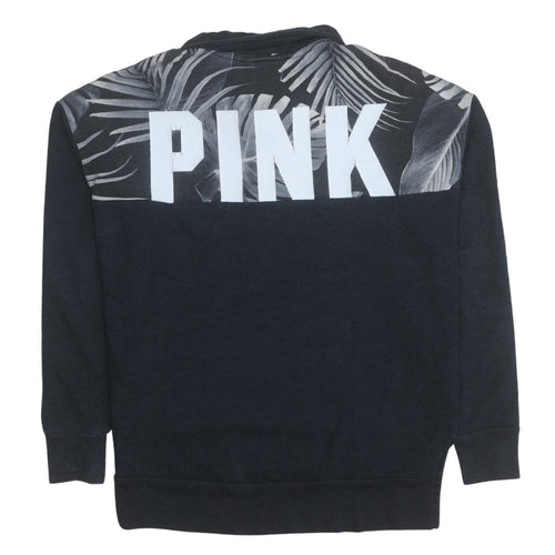 Victoria's Secret PINK Women's Black XS 1/4 Zip Sweatshirt Tropical Print