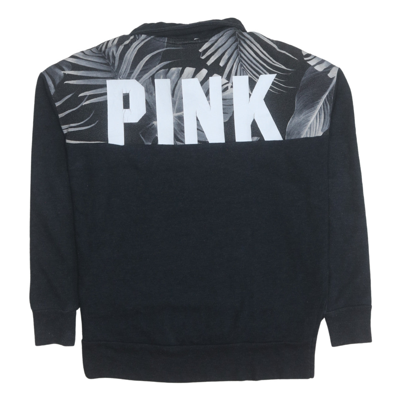 Victoria's Secret PINK Women's Black XS 1/4 Zip Sweatshirt Tropical Print