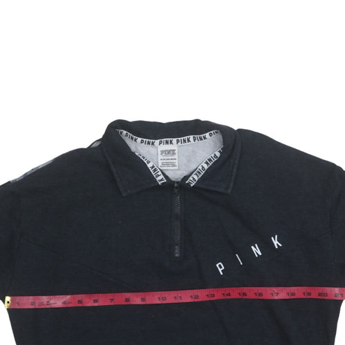 Victoria's Secret PINK Women's Black XS 1/4 Zip Sweatshirt Tropical Print