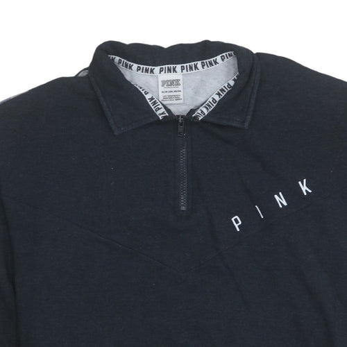 Victoria's Secret PINK Women's Black XS 1/4 Zip Sweatshirt Tropical Print