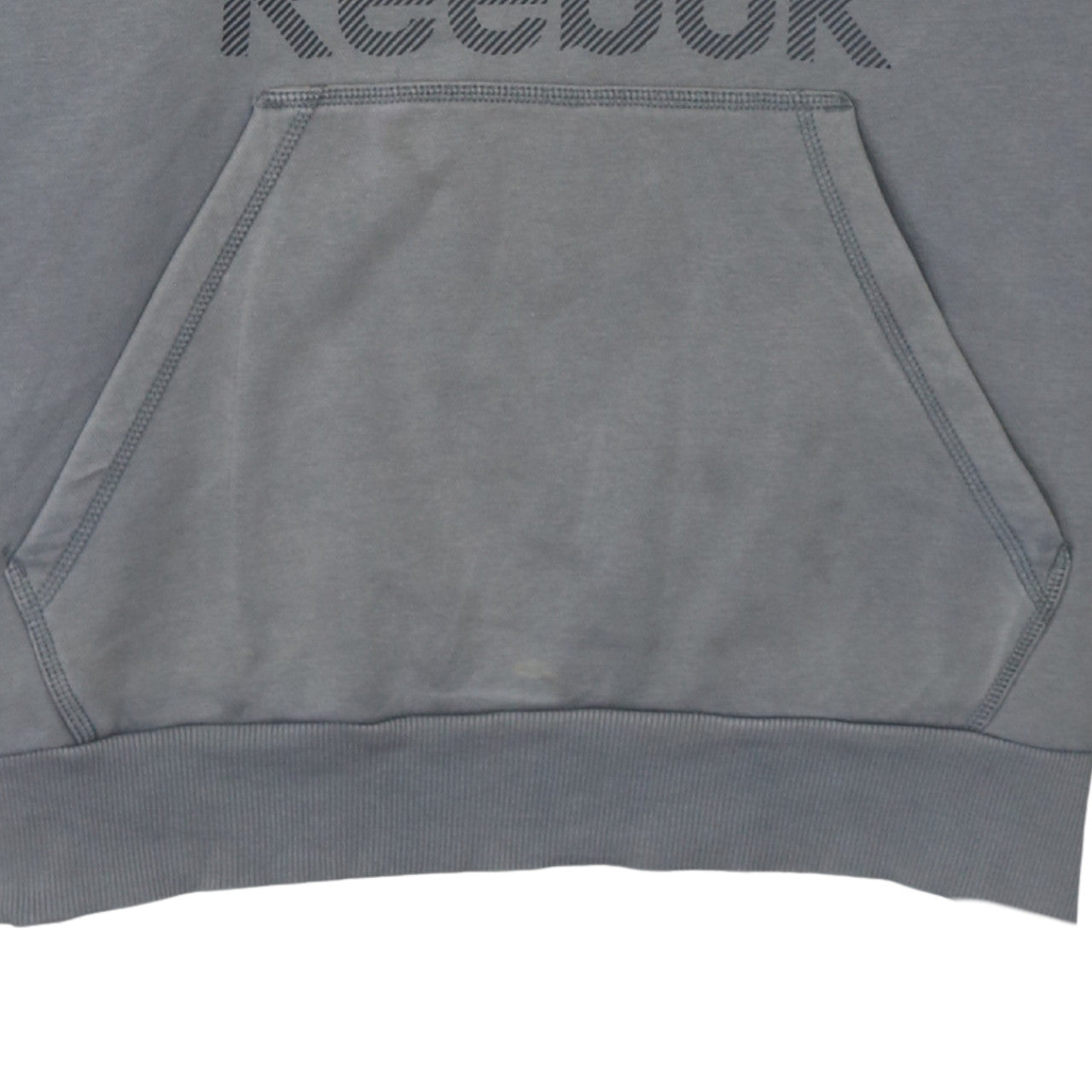 Reebok Men's Grey Pullover Hoodie L Sports Logo Fleece Sweatshirt