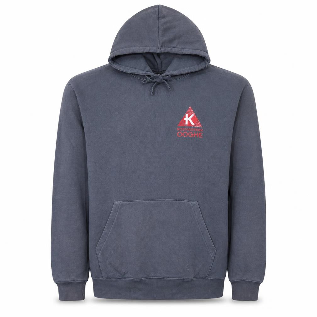 Front view of Russell Men’s Grey Pullover Hoodie L Embroidered Logo Fleece