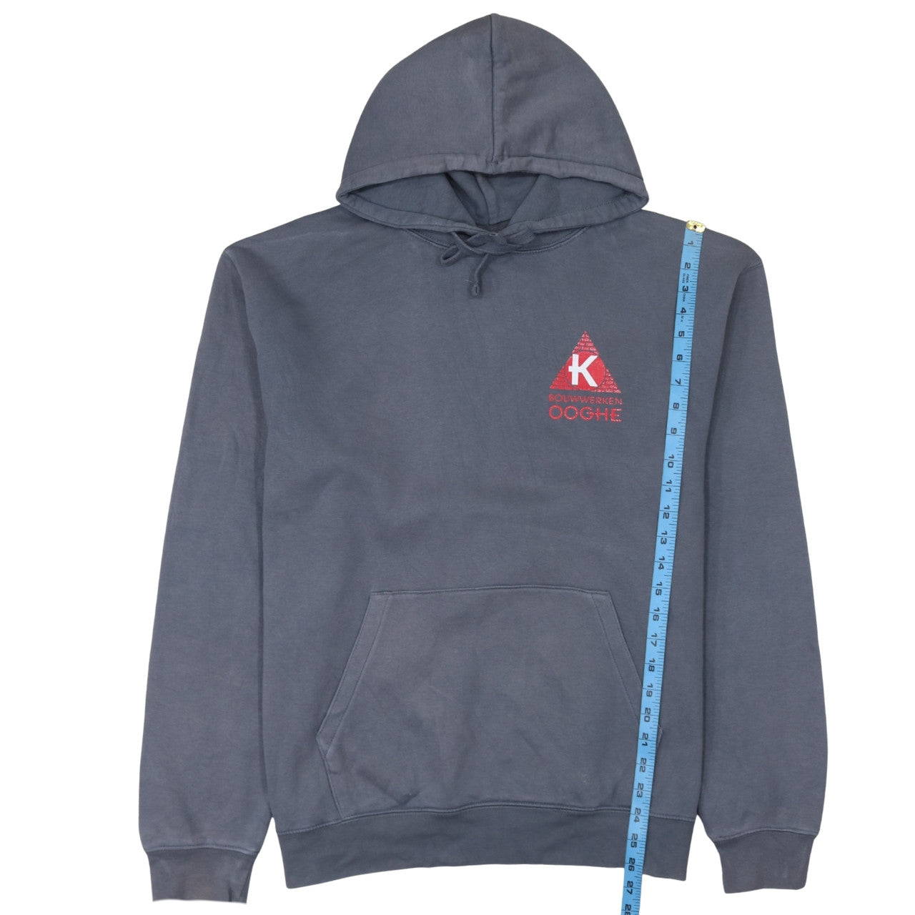 Russell Men’s Grey Pullover Hoodie L Embroidered Logo Fleece