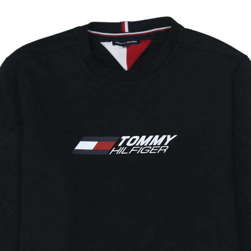 Tommy Hilfiger Men's Black 2XL Crew Neck Logo Sweatshirt