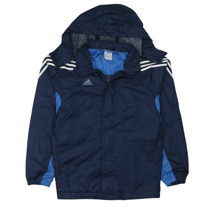 Adidas Men's Blue Hooded Windbreaker Jacket Size 11 Regular