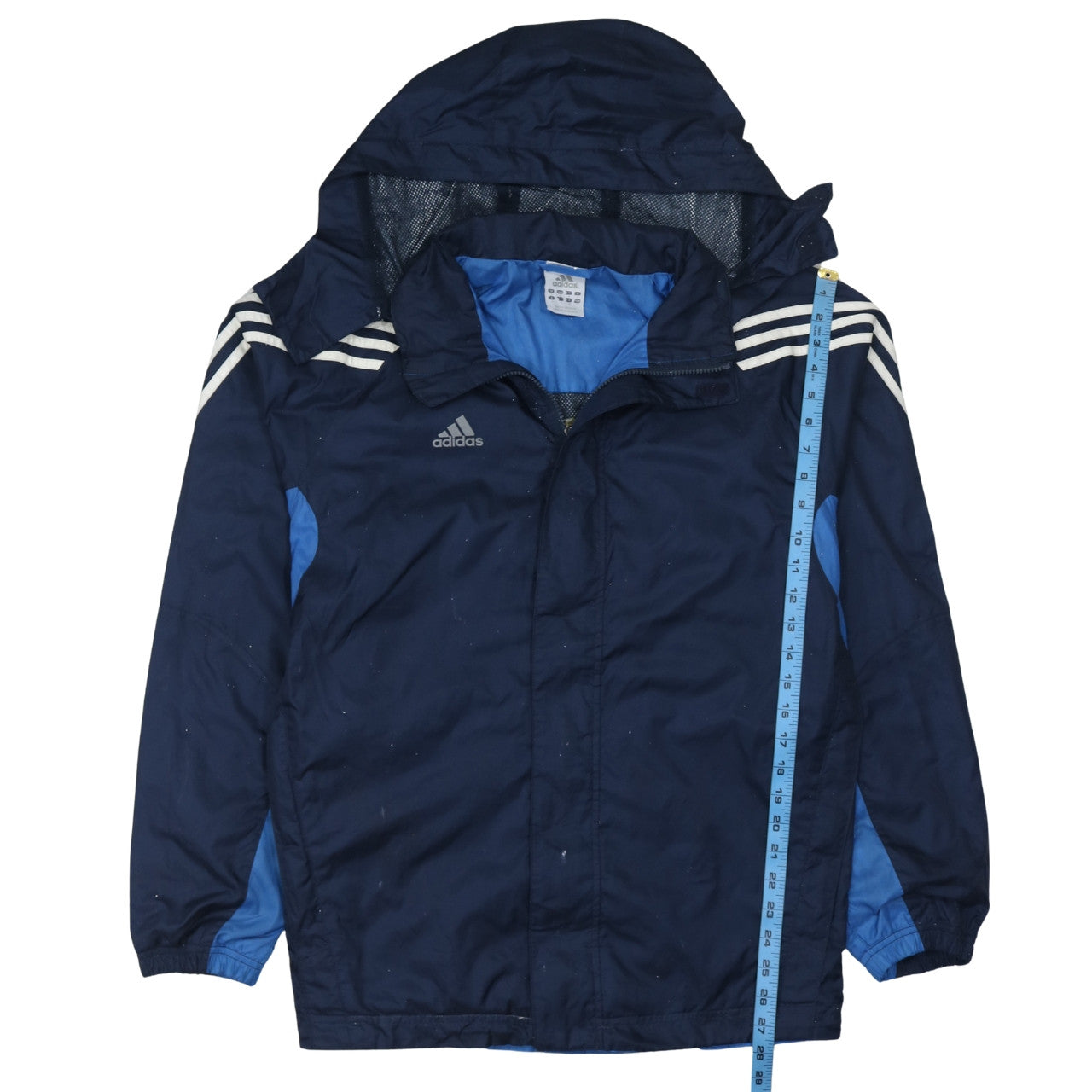Adidas Men's Blue Hooded Windbreaker Jacket Size 11 Regular