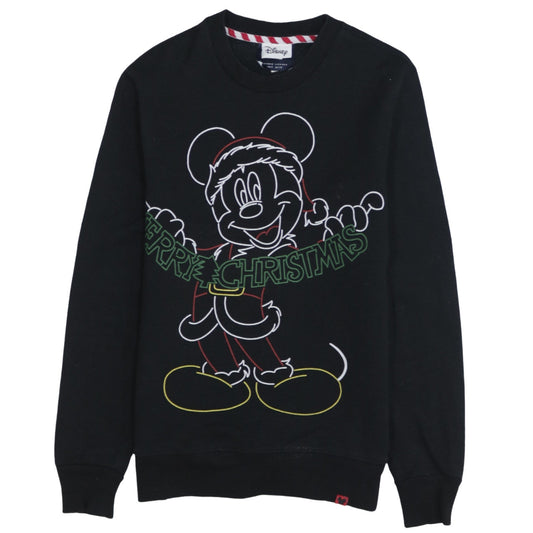 Disney Men's Black Merry Christmas Mickey Sweatshirt S Pullover