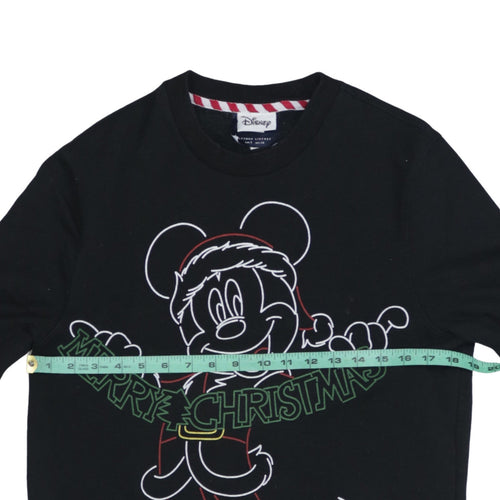Disney Men's Black Merry Christmas Mickey Sweatshirt S Pullover