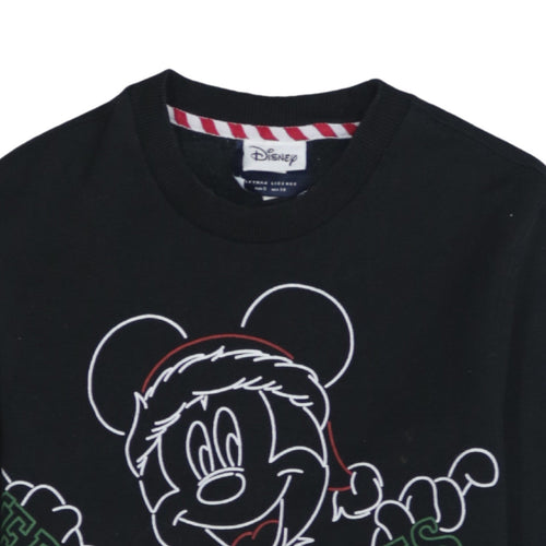 Disney Men's Black Merry Christmas Mickey Sweatshirt S Pullover