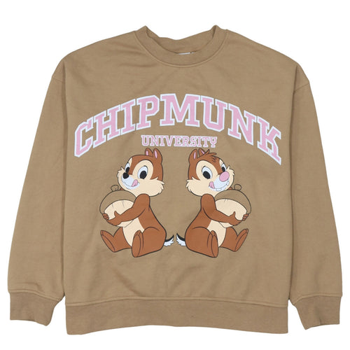 Disney Chipmunk University Brown Sweatshirt Women M Graphic Pullover