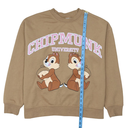 Disney Chipmunk University Brown Sweatshirt Women M Graphic Pullover