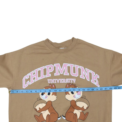Disney Chipmunk University Brown Sweatshirt Women M Graphic Pullover