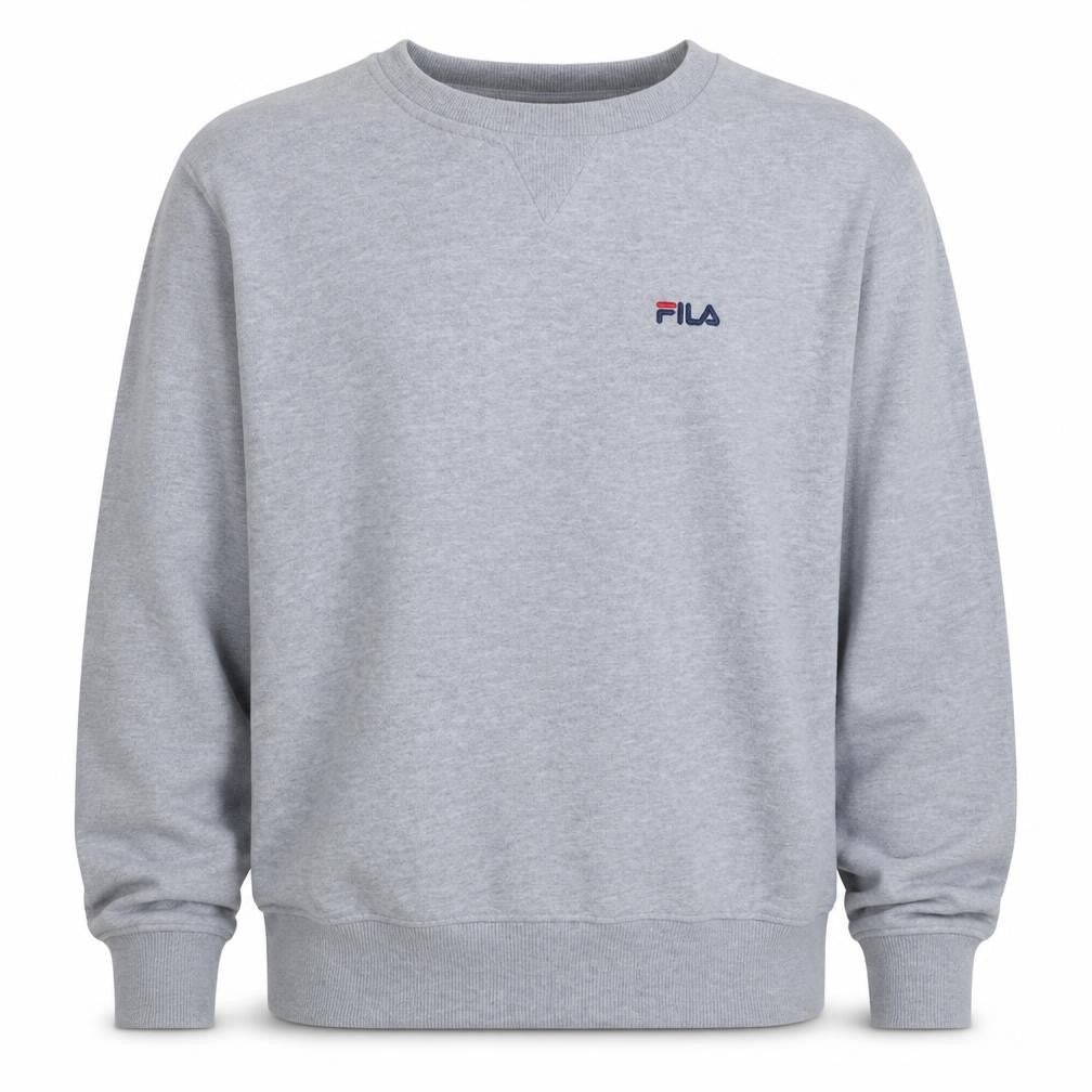 Front view of Fila boys’ grey sweatshirt xlb crew neck long sleeve pullover