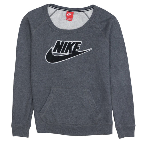 Nike Mens Grey Small Pullover Sweatshirt Logo Crew Neck