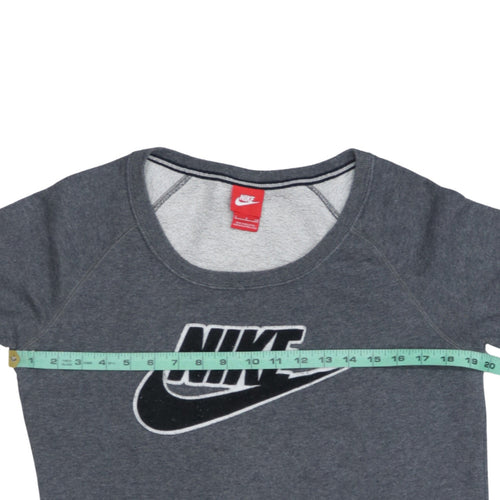 Nike Mens Grey Small Pullover Sweatshirt Logo Crew Neck