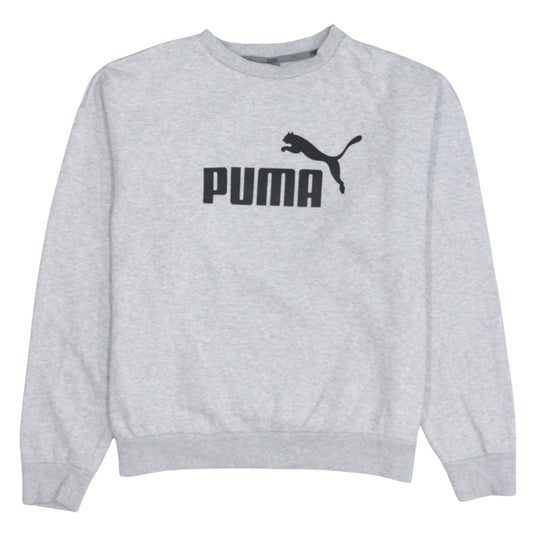 Puma Women's Grey Logo Crew Neck Pullover Sweatshirt Size L