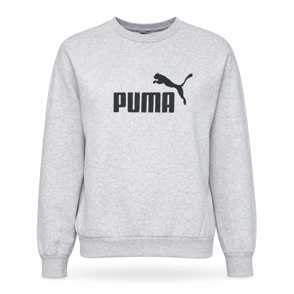 Front view of Puma Women's Grey Logo Crew Neck Pullover Sweatshirt, size L