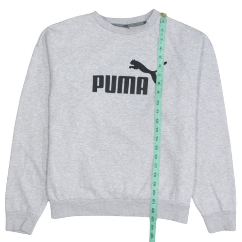 Puma Women's Grey Logo Crew Neck Pullover Sweatshirt Size L
