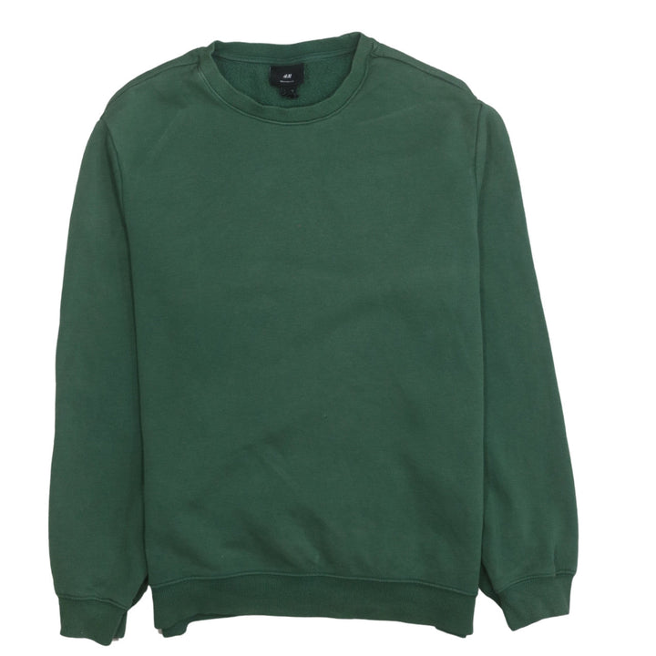 H&M Men's Green Relaxed Fit Cotton Blend Crew Neck Sweatshirt Size M
