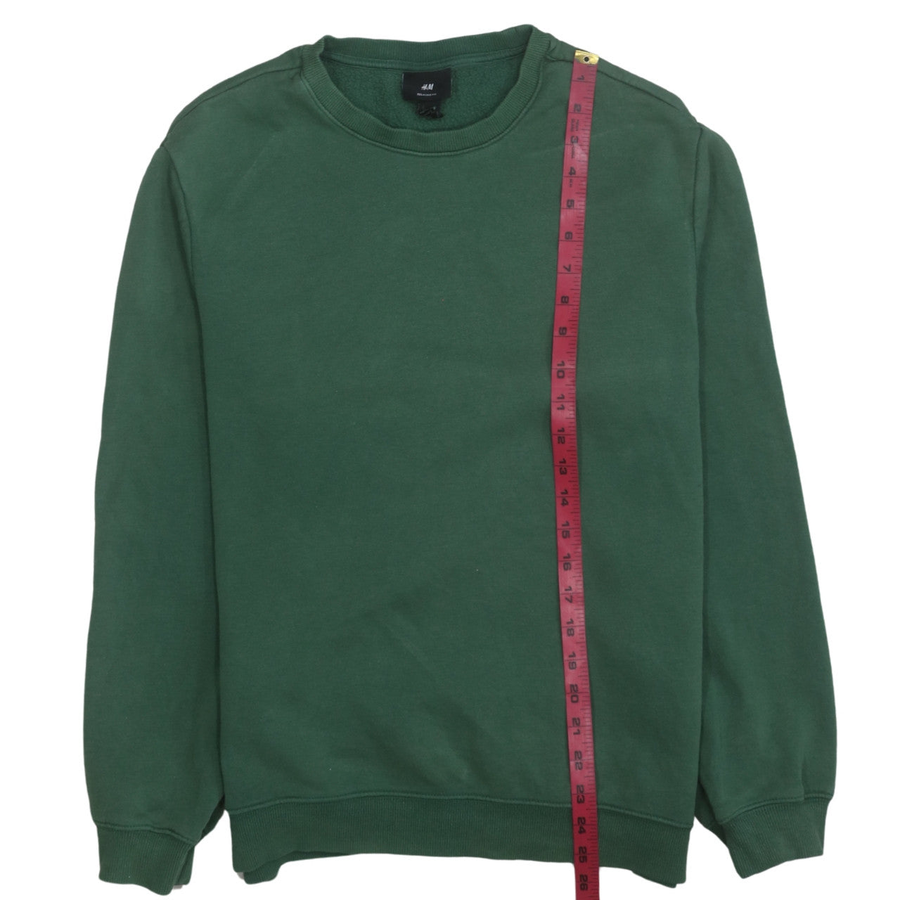 H&M Men's Green Relaxed Fit Cotton Blend Crew Neck Sweatshirt Size M