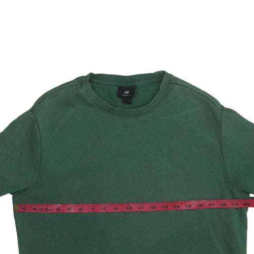 H&M Men's Green Relaxed Fit Cotton Blend Crew Neck Sweatshirt Size M