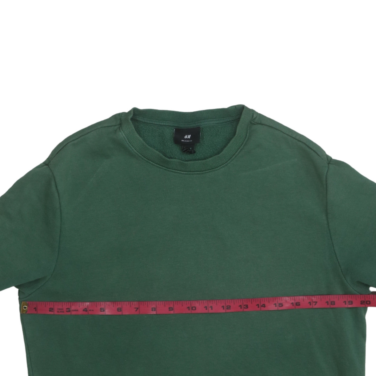 H&M Men's Green Relaxed Fit Cotton Blend Crew Neck Sweatshirt Size M